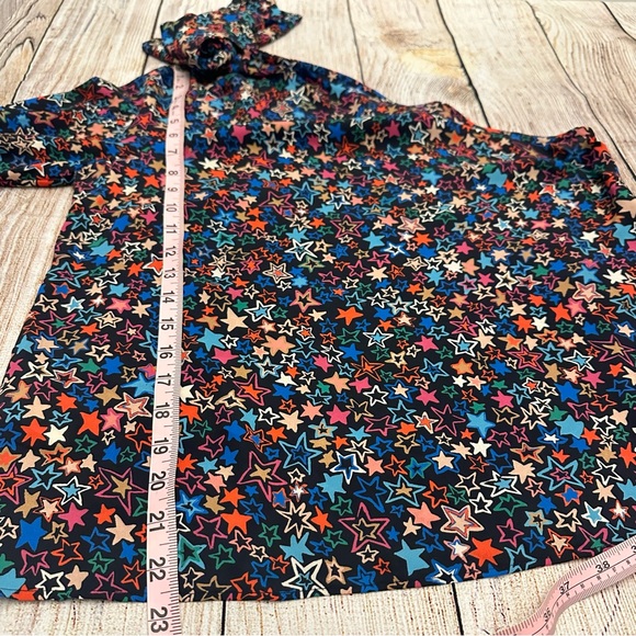 J Crew One-Shoulder Star Print Blouse Size 10 Colorful Party Maximalism - Picture 7 of 10